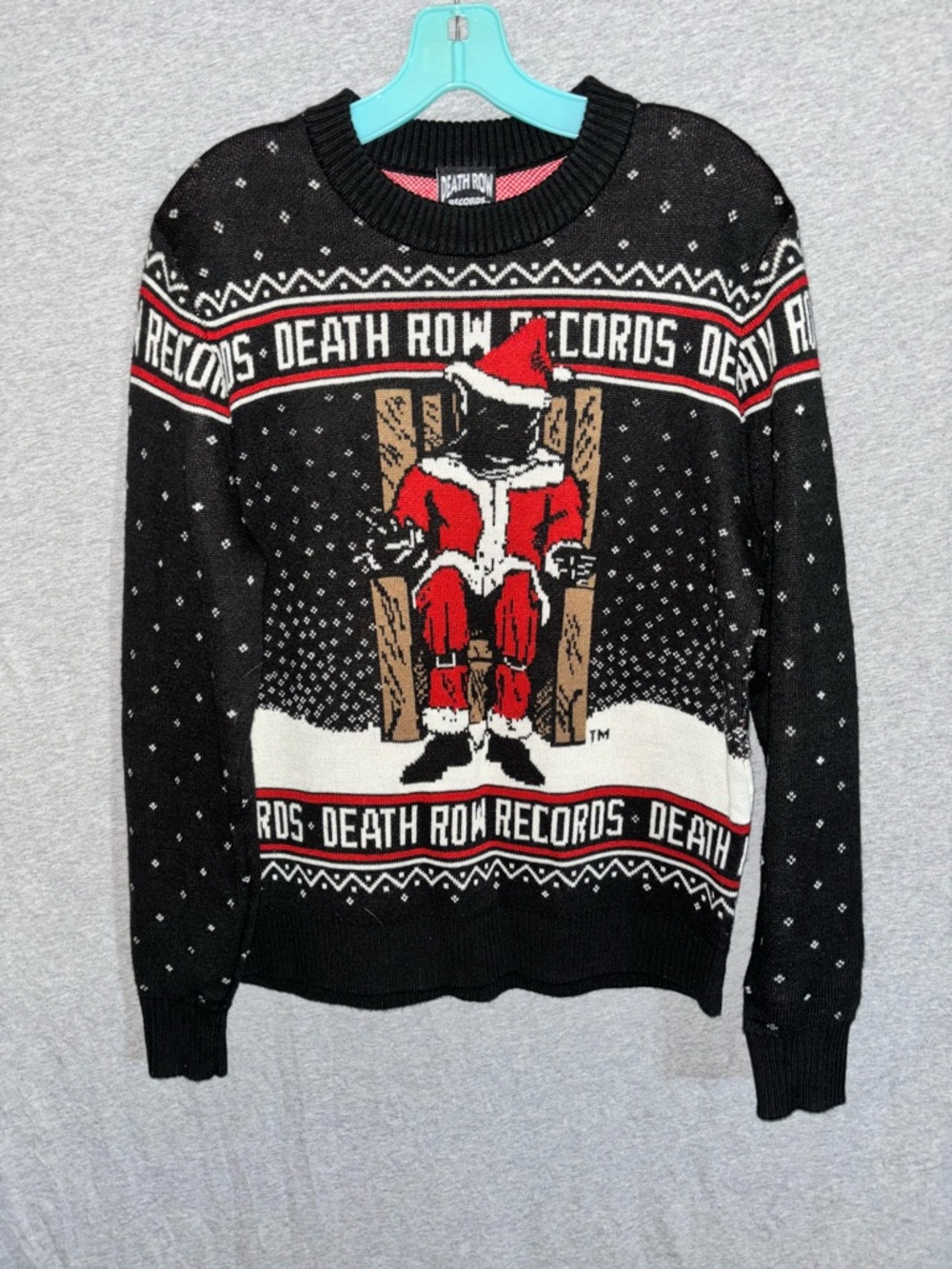 Death Row Records Black & Red Crewneck Holiday Sweater